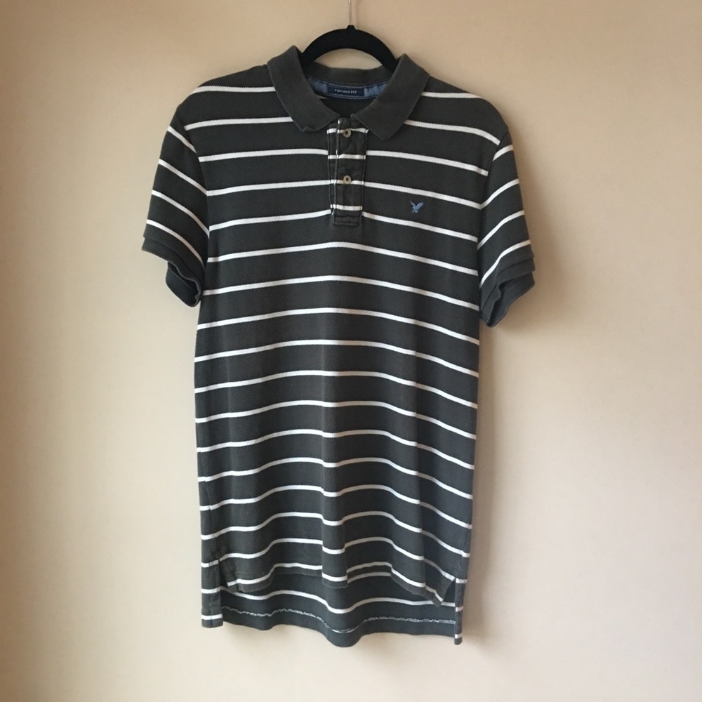 Men’s Vintage green and white striped short sleeve